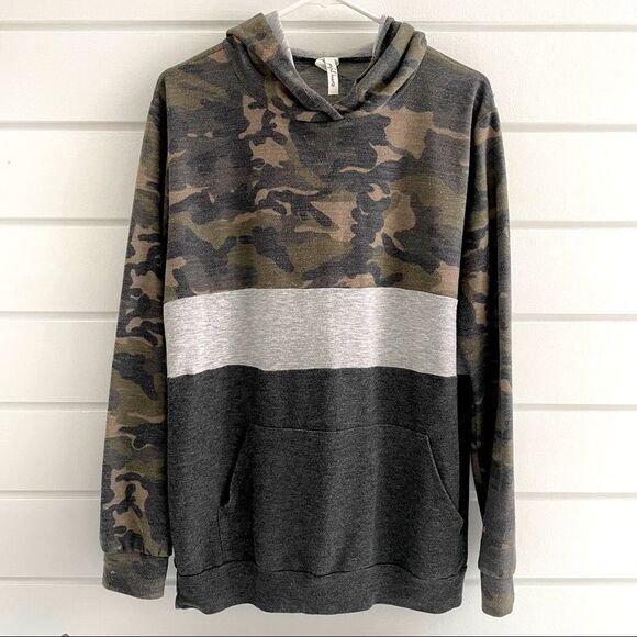 Grateful Hearts Camouflage Colorblock Hoodie Pullover Sweatshirt Size Large - Picture 1 of 7